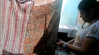 The Maid Works by Moving Her Big Ass While I Watch Her... She Makes My Dick Hard