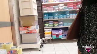 Nippleringlover Is Flashing In Public Supermarket Showing Heavily Pierced & Stretched Pussy Secretly