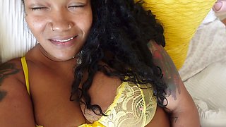 Big natural tits ebony beauty gets internal cum in wet pussy