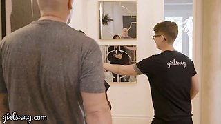 Girlsway Angela White heads hard and rough with Kissa Sins