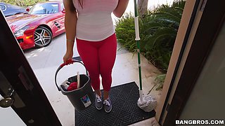 Hot Latina Maid Gargles On Huge Cock