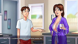 Summertime Saga - Hot Busty Milf Landlady Helps With Her Tenants Wet Dreams They Get Caught! - By Darkcookie