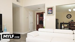 Mylf - nerdy cougar Penny Barber rubs her brilliant snatch and squirts while conversing with her boyfriend