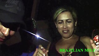 Meaty-assed COUGAR gets porked by 3 strangers in a colon in downtown São Paulo (UTTER VID ON CRIMSON/SHEER)