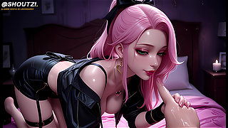 Anime Hentai Uncensored, Pink-haired Chick Sucks Your Cock by a Glory Hole, Fuck Her and Cum on Her!