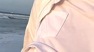 Blonde Amateur with Big Tits Is Walking Without a Bra