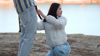 Risky Blowjob On The Beach With Skye Wood