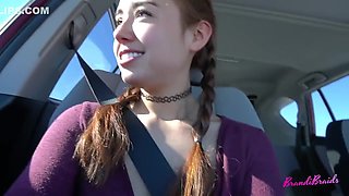 Horny Girlfriend Creampied In Car Before Public Coffee Shop