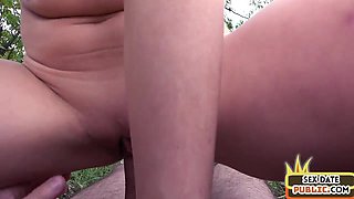 German skinny lady POV fucked outdoor in public by sex date