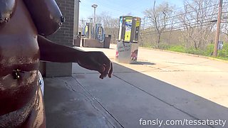 Chocolate BBW Oiled IN PUBLIC