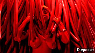 Curvy redhead and slutty hot brunette share two BBCs and get fucked really raw