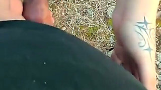 Goth Doll in the Middle of Nature Sucking Cock BJ Outdoors