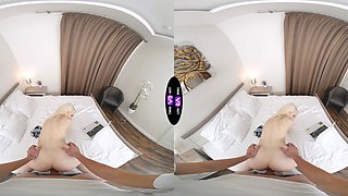 Blonde teen riding cock in reverse cowgirl in vr