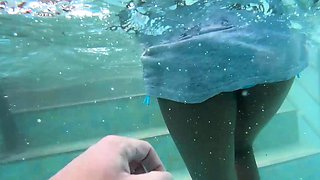 Fun in a public pool and hot sex after