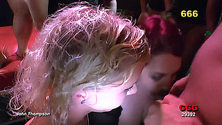 Ggg - Wet and Wild - Blonde with Big Tits and Redhead with Tattoo Swap Spit in Group Action