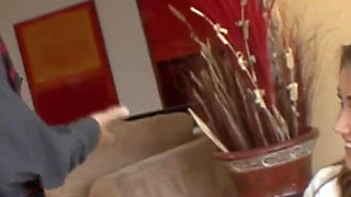 Older guy fucks sensational brunette teen and cums all over her pretty face