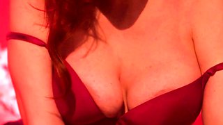 Big boobs mature Redhead MILF strip nude