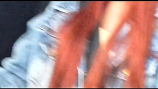 Naughty Redhead Fanny Squirting in Car - Public Masturbation & Risky Sex