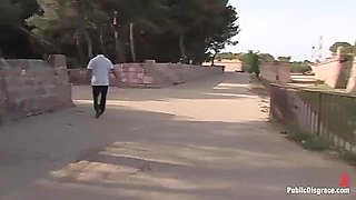 Gets Fucked By Two Men In Public