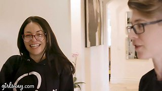 Girlsway Angela White heads hard and rough with Kissa Sins