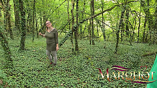 It's Autumn My Lover Fucks My Ass Hard Against a Tree in the Forest with Deep Throat and Squirt