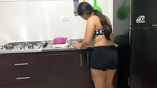 My Hot Stepsister Cooking in Kitchen Gets Hardcore POV Fuck & Blowjob