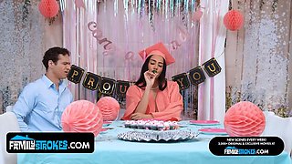 Graduation surprise - daughter-in-law takes on trio huge taboo schlongs at once