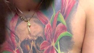 Girl with Split Tongue and Hairy Pussy and Pits Make Squirting