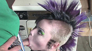 Wild orgies. Colored hair inked and pierced rock girl likes it wild, only in fishnets