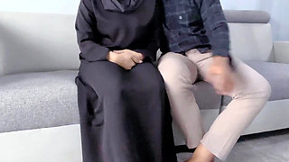 Hijab Girl Fucked Hard by Boyfriend in Living Room - Big Tits Asian Teen Moans & Cums