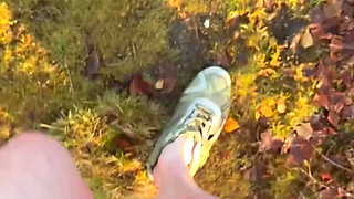 Daytime Naked walk in the woods , cold and windy