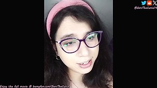 super-cute tgirl DaniTheCutie attempts holding in a fake penis but it falls off too fastly