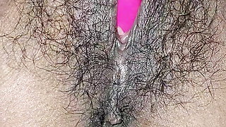 Hot Desi Indian Bhabhi Hairy Pussy Inserting Dildo