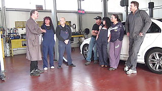 Gangbang in the Mechanic's Workshop