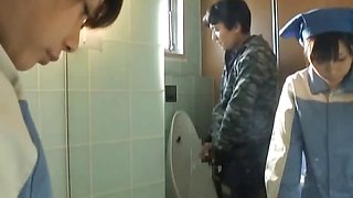Asian toilet attendant cleans wrong part3