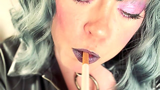 BBW Mistress Tina Snua In Leather & Gloves Smokes 2 Cork Cigarettes - Gloved Smoking Mistress