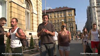 Chesty platinum-blonde Romanian stunner public drilled (Steve Holmes, Alice Romain)