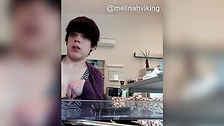 Homemade MILF Melinah Viking Jerking Off and Wanking Her Big Tits - Amateur Brunette Cougar Masturbation