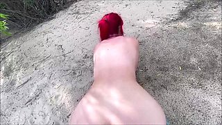 Redhead hot wife outdoor anal POV