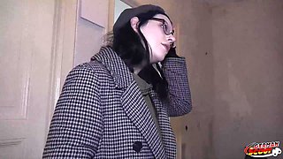 GERMAN SCOUT - Black Hair PAWG Glasses Babe Melli Venom Pick Up for First Casting Fuck in Berlin