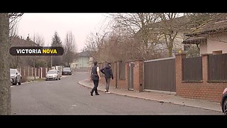 Watch these French MILFs humiliate a bald guy with their huge tits and shaved pussies