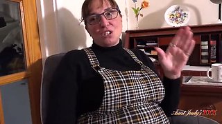 AuntJudysXXX - 48yo Busty MILF Boss Ruby Cattrall Sucks Your Cock at the Office