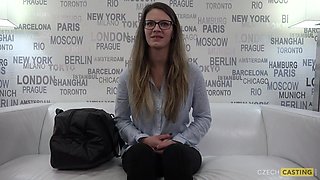 Czech Veronika shows her big tits on casting