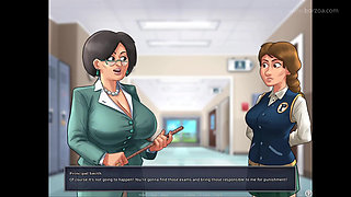 I accidentally hit on bigtits blonde cheerleader in a college shower. Will I get a boner??? (Summertime Saga - Roxy 1)