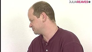 Blonde Retro Casting: Hairy Pussy Gets Filled With Giant Pink Dildo