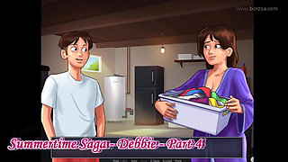 My horny stepmom with big tits can barely fit my giant cock in. (Summertime Saga - Debbie - 4)