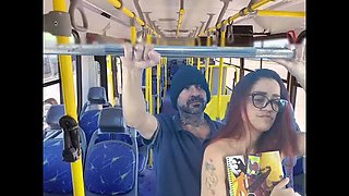 Brunette with Glasses Gets Anal Fuck and Creamy Ass on Public Transport