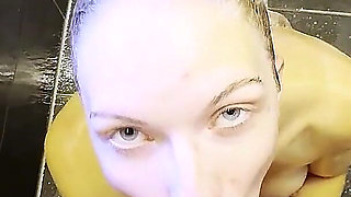 German Slim Step-sister with Big Tits Caught in Shower and Seduce to Fuck