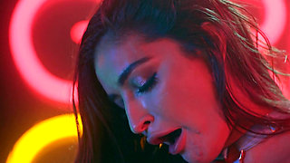 Strippers with great figures licking after the show