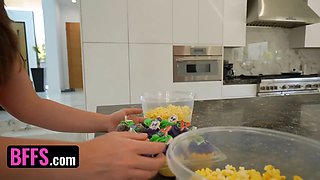 Bff forever girl night extravaganza crammed with snacks, spooky flicks, and lots of boobie